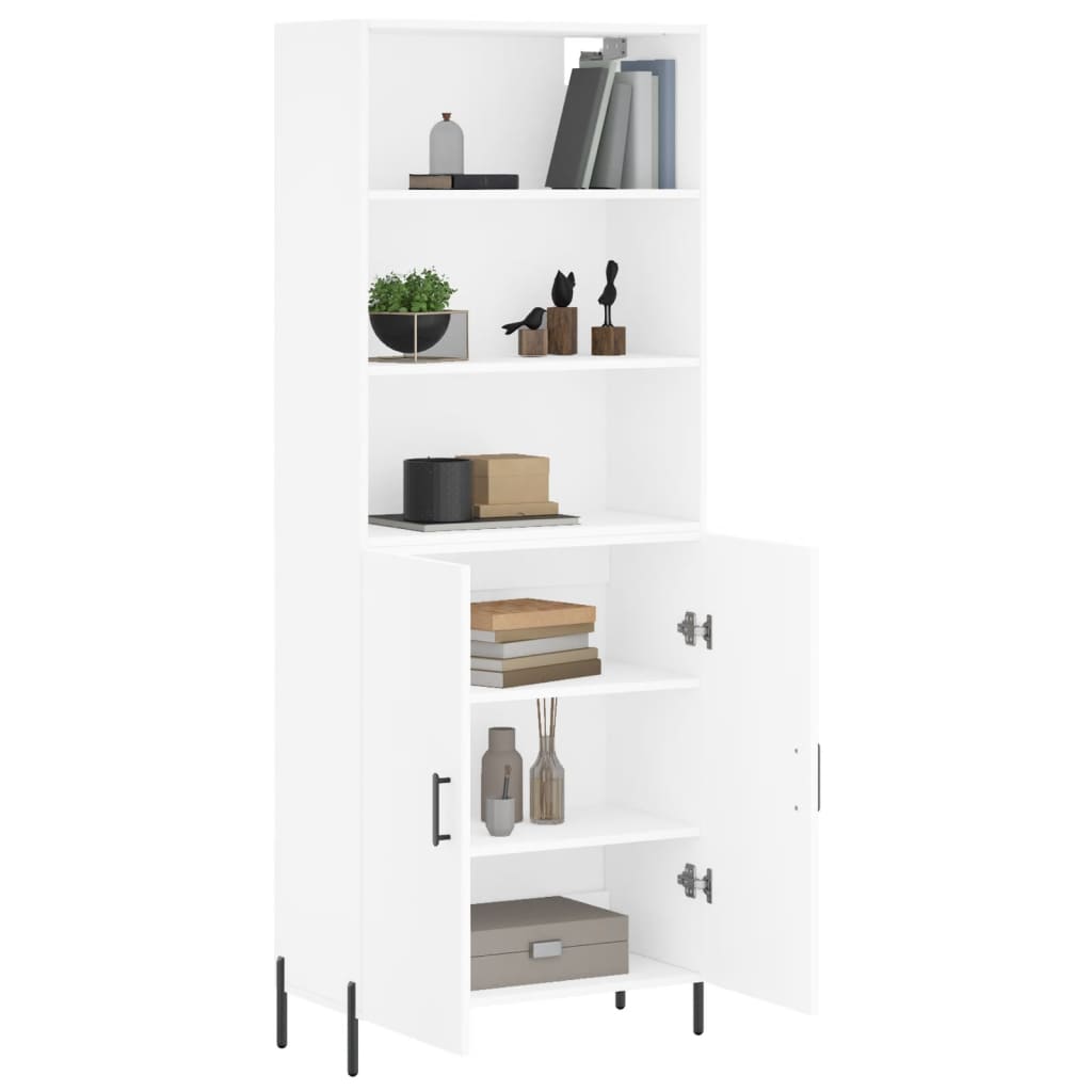 Highboard hvit 69,5x34x180 cm konstruert tre