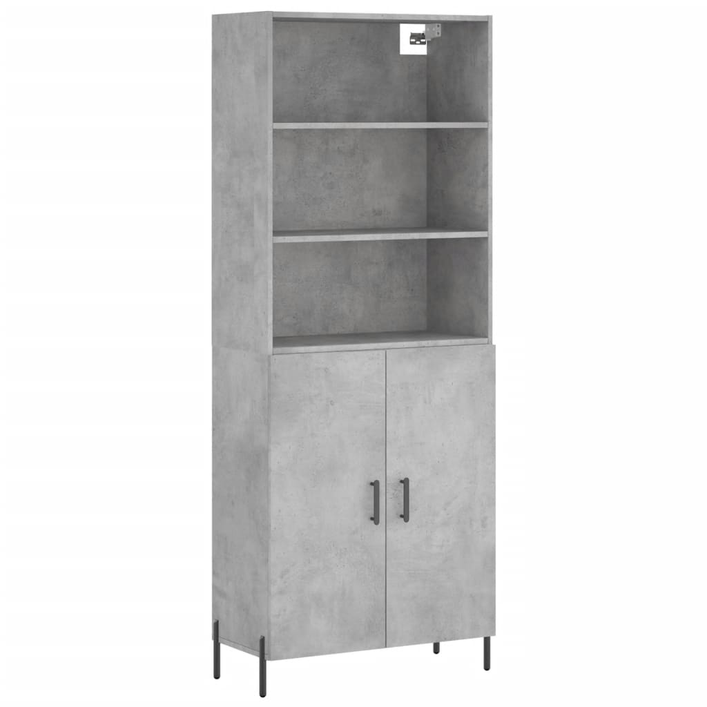 Highboard betonggrå 69,5x34x180 cm konstruert tre vidaXL