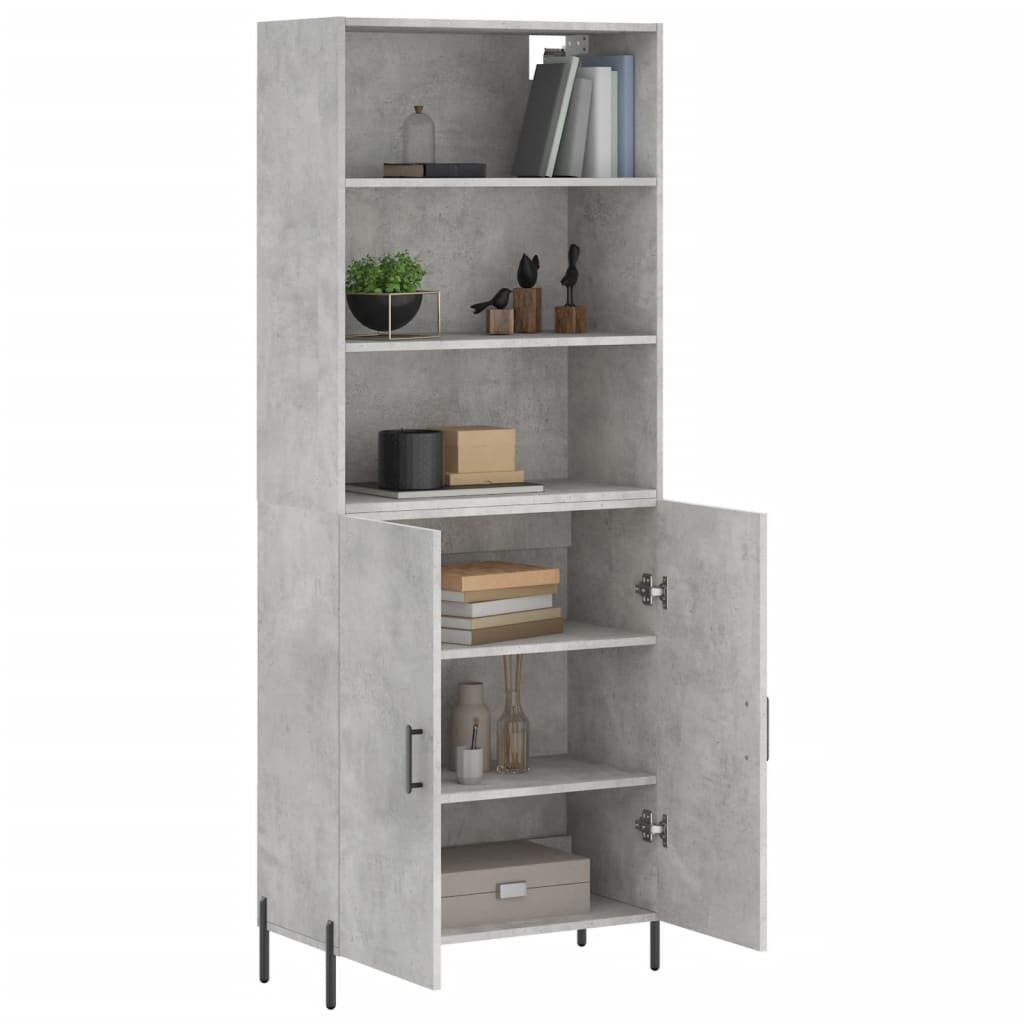 Highboard betonggrå 69,5x34x180 cm konstruert tre vidaXL