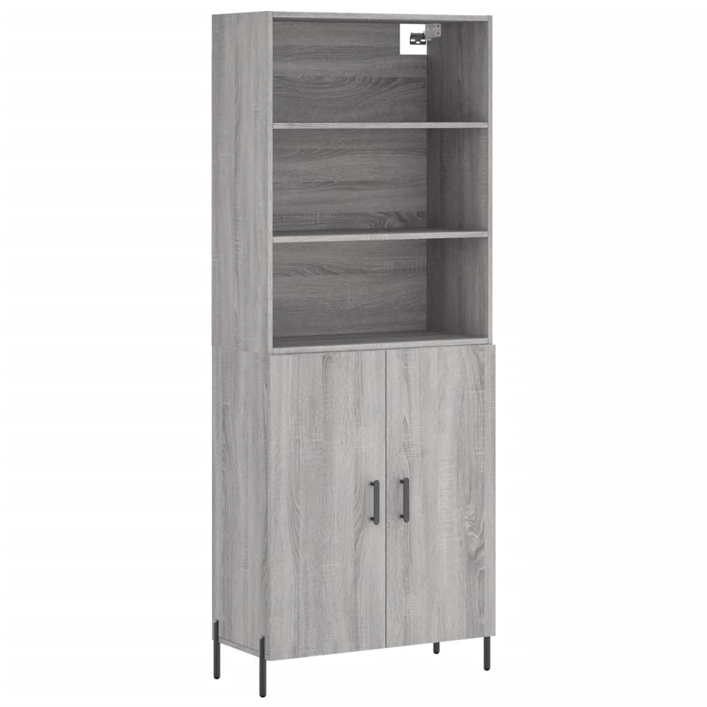 Highboard grå sonoma 69,5x34x180 cm konstruert tre