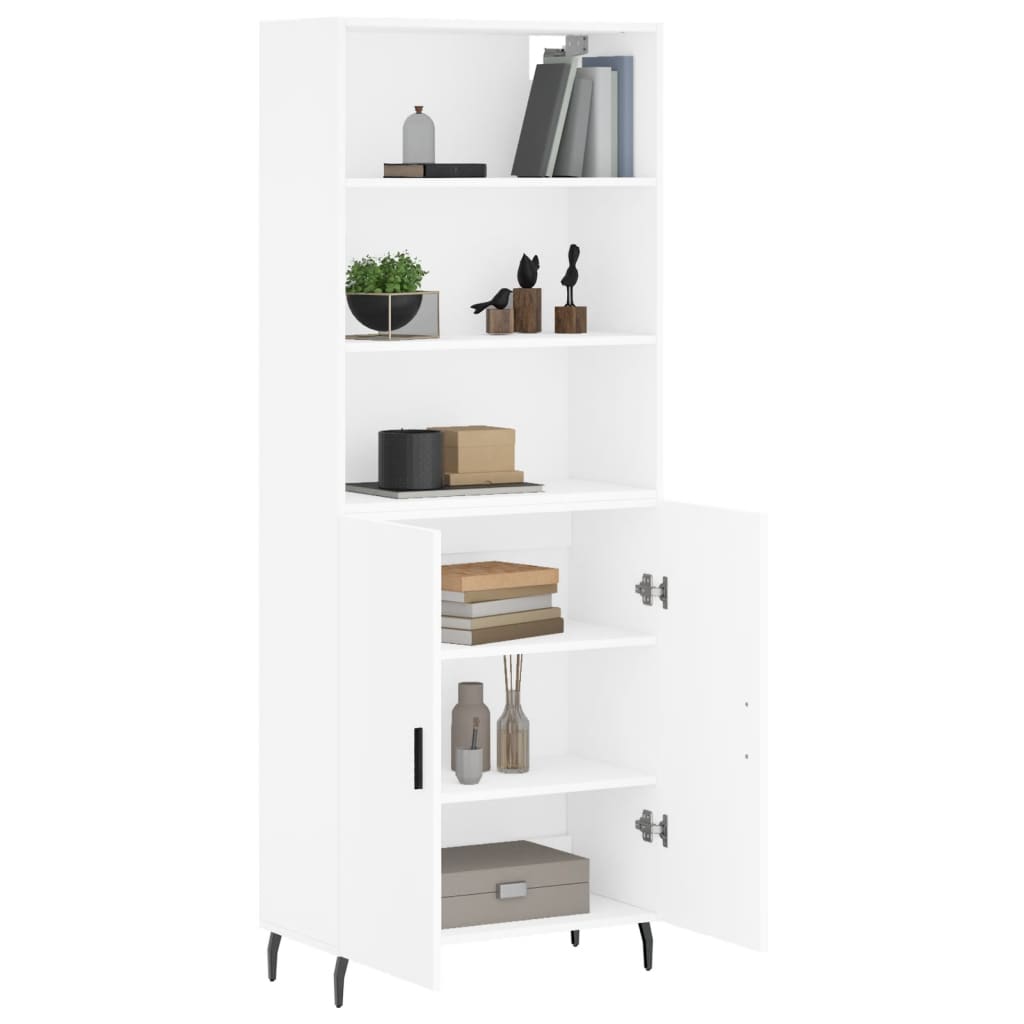 Highboard hvit 69,5x34x180 cm konstruert tre