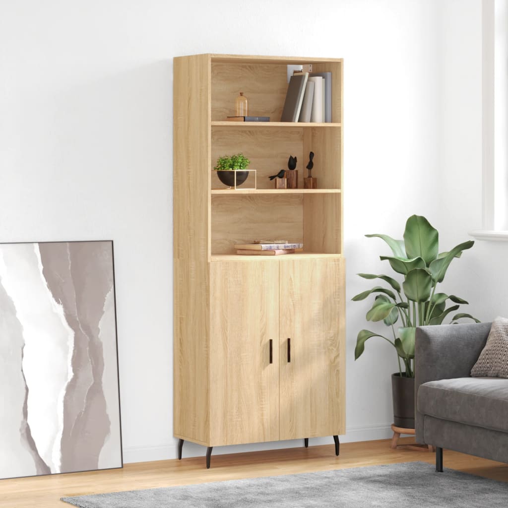 Highboard sonoma eik 69,5x34x180 cm konstruert tre