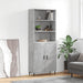 Highboard betonggrå 69,5x34x180 cm konstruert tre