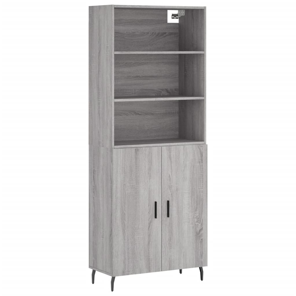 Highboard grå sonoma 69,5x34x180 cm konstruert tre vidaXL