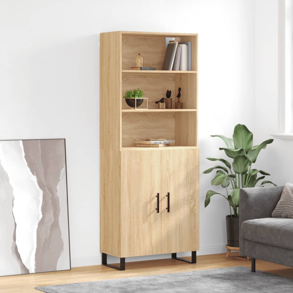 Highboard sonoma eik 69,5x34x180 cm konstruert tre