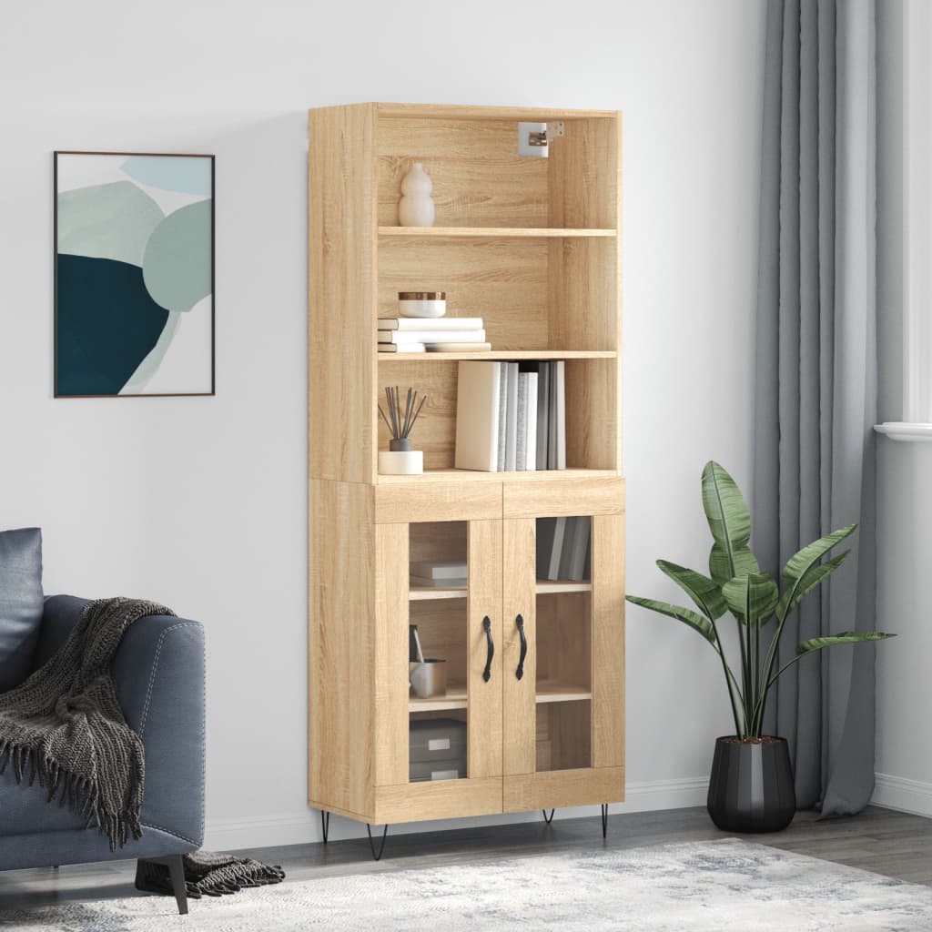 Highboard sonoma eik 69,5x34x180 cm konstruert tre