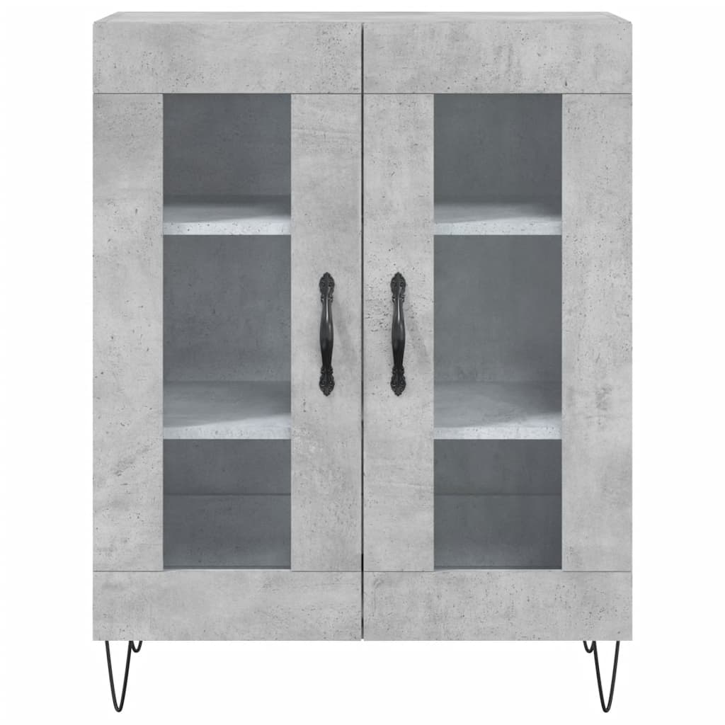Highboard betonggrå 69,5x34x180 cm konstruert tre