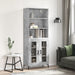 Highboard betonggrå 69,5x34x180 cm konstruert tre