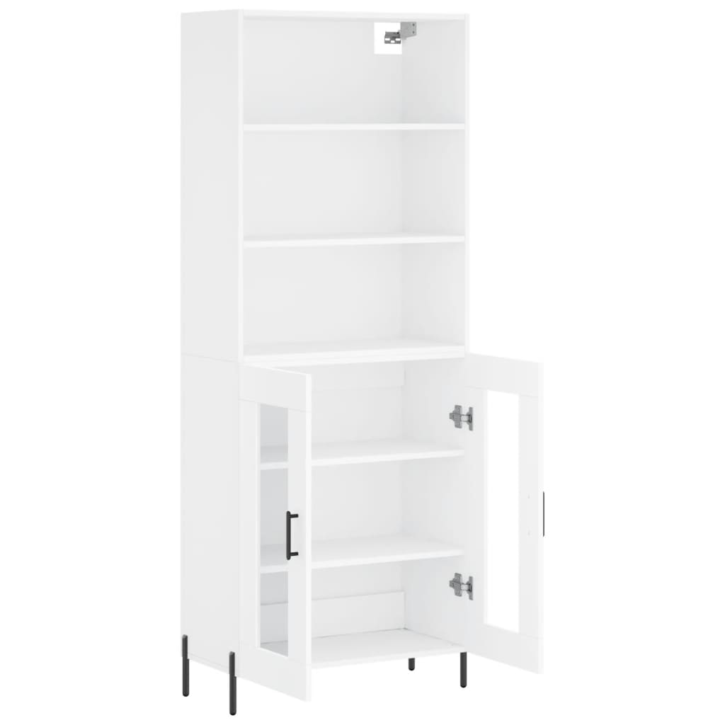 Highboard hvit 69,5x34x180 cm konstruert tre