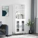 Highboard hvit 69,5x34x180 cm konstruert tre