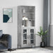 Highboard betonggrå 69,5x34x180 cm konstruert tre