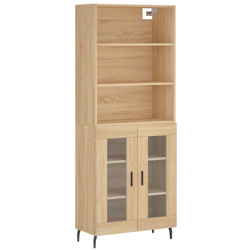 Highboard sonoma eik 69,5x34x180 cm konstruert tre