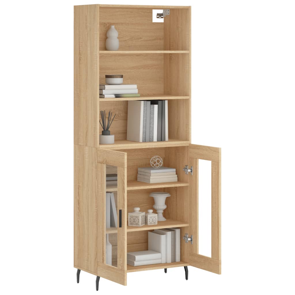 Highboard sonoma eik 69,5x34x180 cm konstruert tre