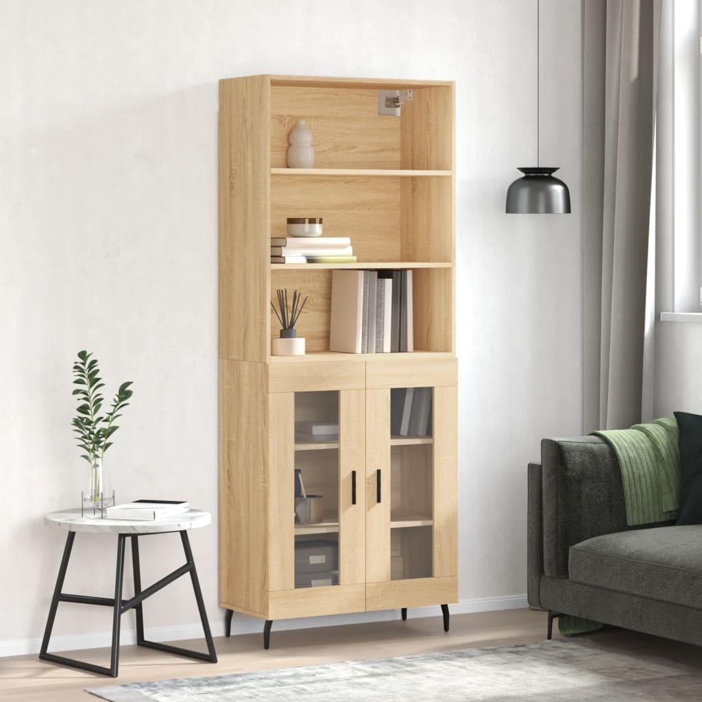 Highboard sonoma eik 69,5x34x180 cm konstruert tre