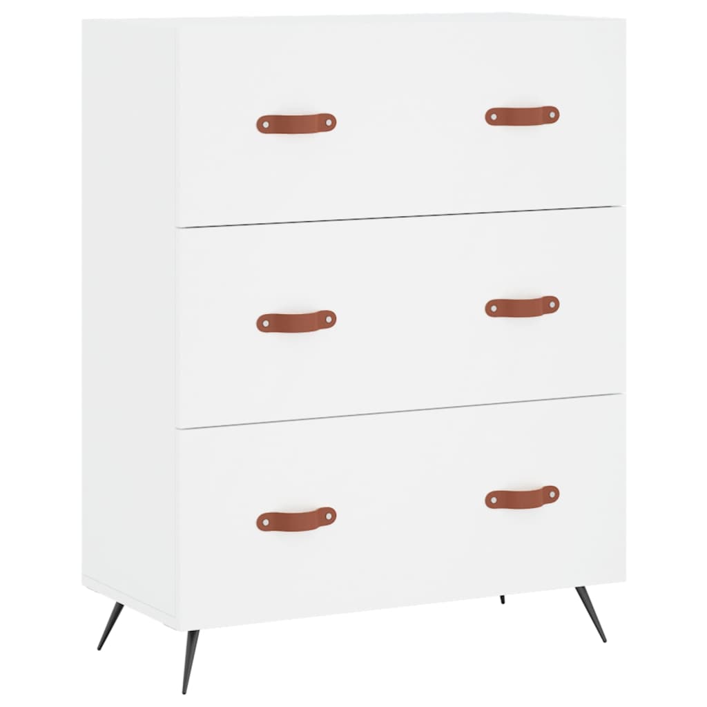 Highboard hvit 69,5x34x180 cm konstruert tre