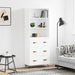 Highboard hvit 69,5x34x180 cm konstruert tre