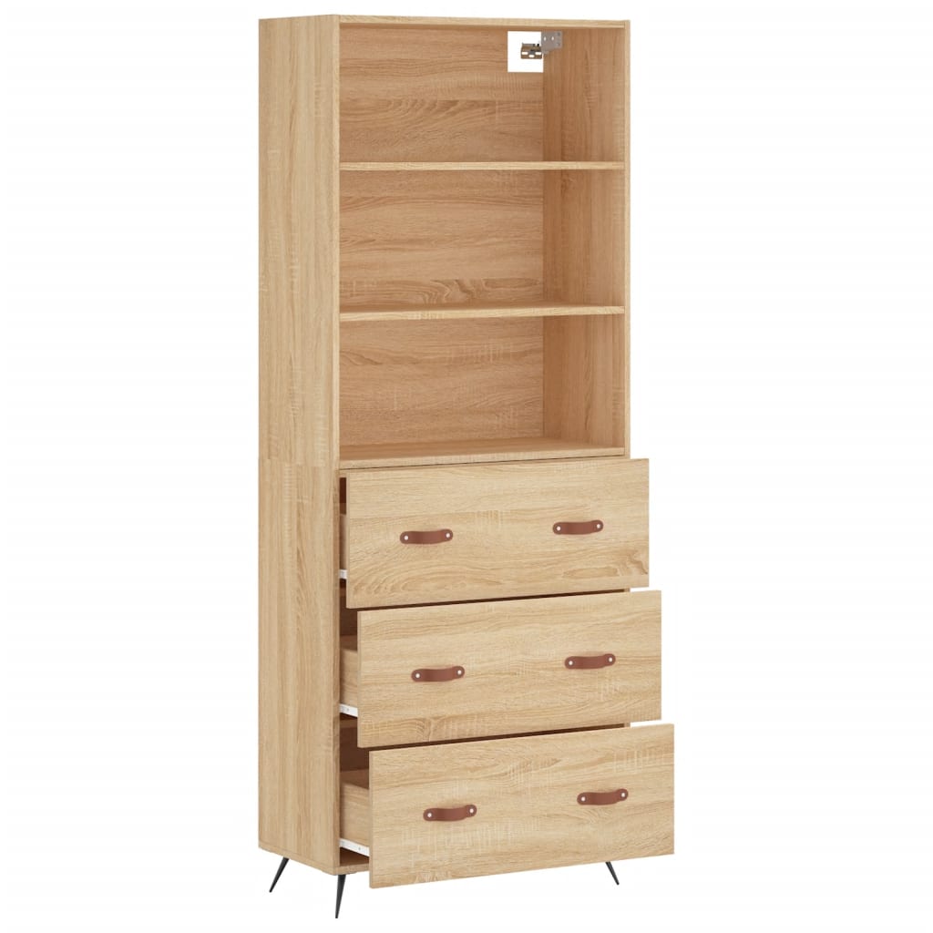 Highboard sonoma eik 69,5x34x180 cm konstruert tre