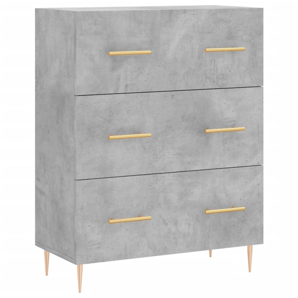 Highboard betonggrå 69,5x34x180 cm konstruert tre