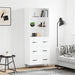Highboard hvit 69,5x34x180 cm konstruert tre