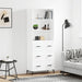 Highboard hvit 69,5x34x180 cm konstruert tre