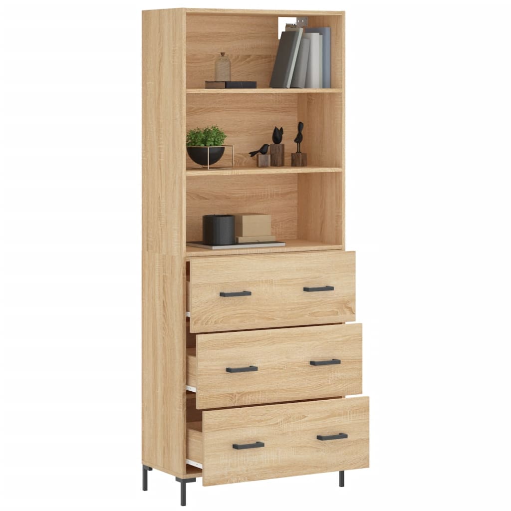 Highboard sonoma eik 69,5x34x180 cm konstruert tre