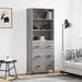 Highboard grå sonoma 69,5x34x180 cm konstruert tre