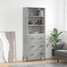 Highboard betonggrå 69,5x34x180 cm konstruert tre