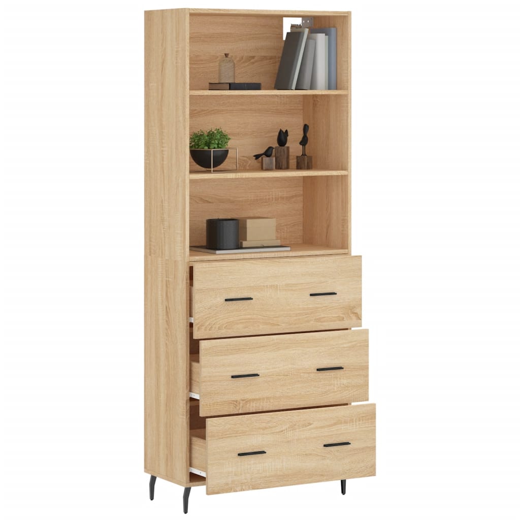 Highboard sonoma eik 69,5x34x180 cm konstruert tre