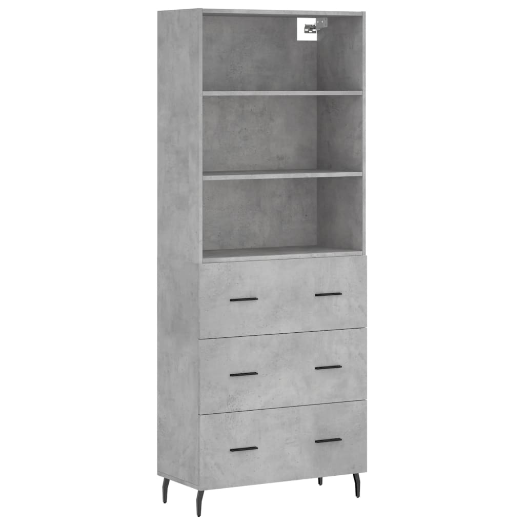 Highboard betonggrå 69,5x34x180 cm konstruert tre vidaXL