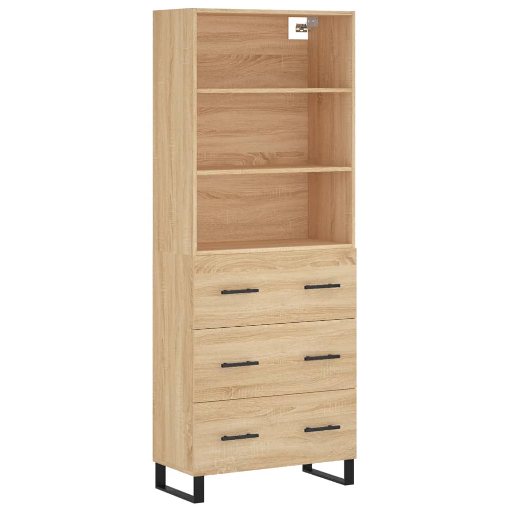 Highboard sonoma eik 69,5x34x180 cm konstruert tre