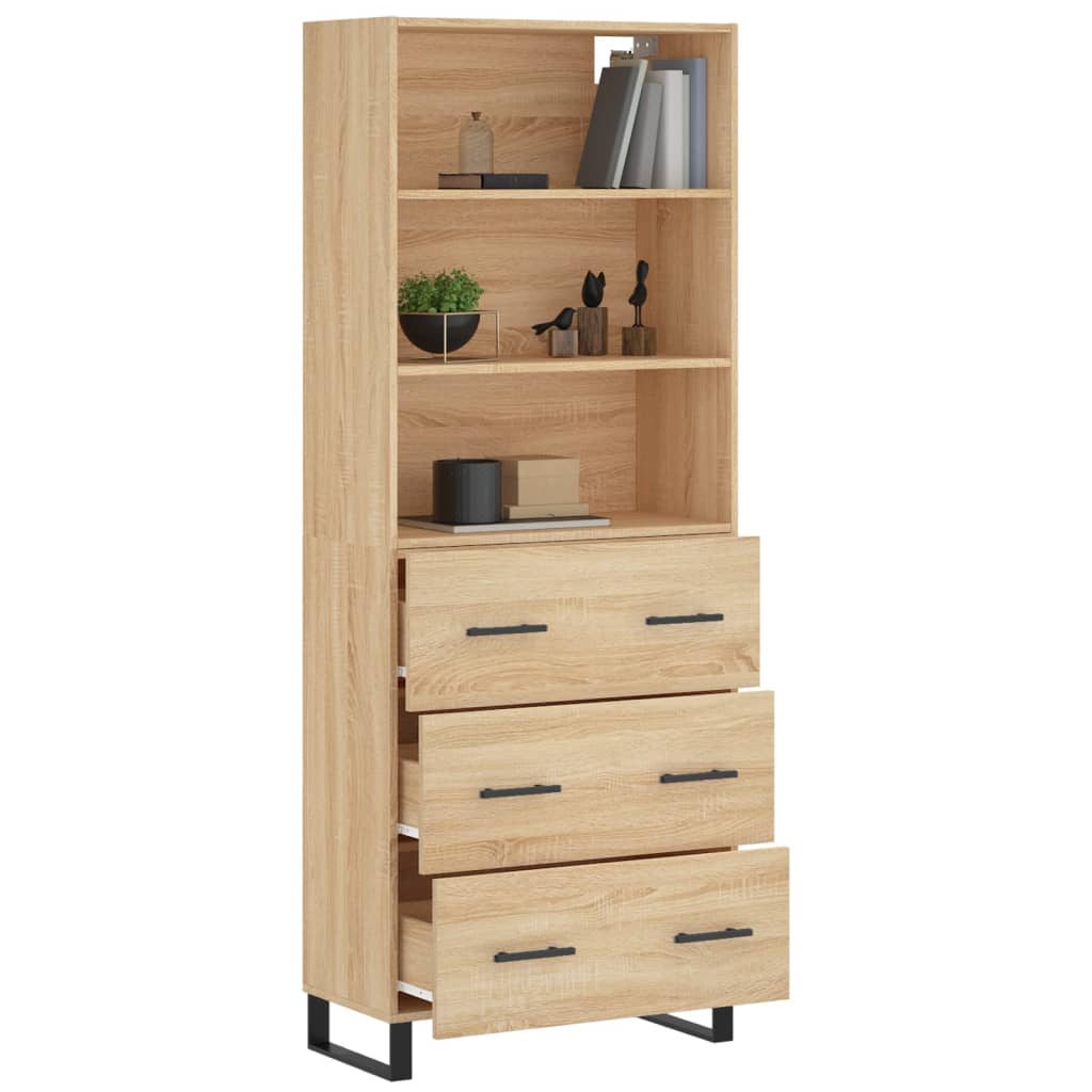 Highboard sonoma eik 69,5x34x180 cm konstruert tre