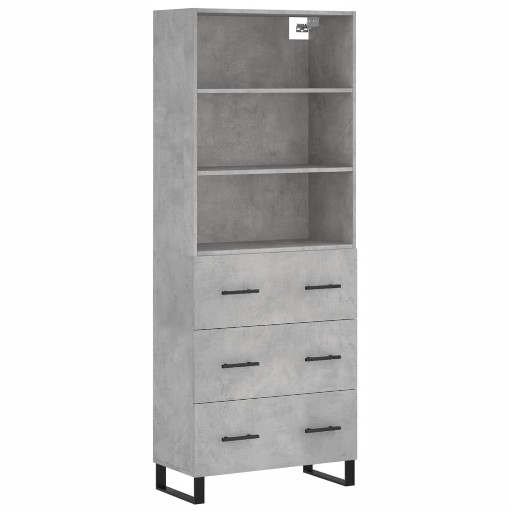 Highboard betonggrå 69,5x34x180 cm konstruert tre vidaXL