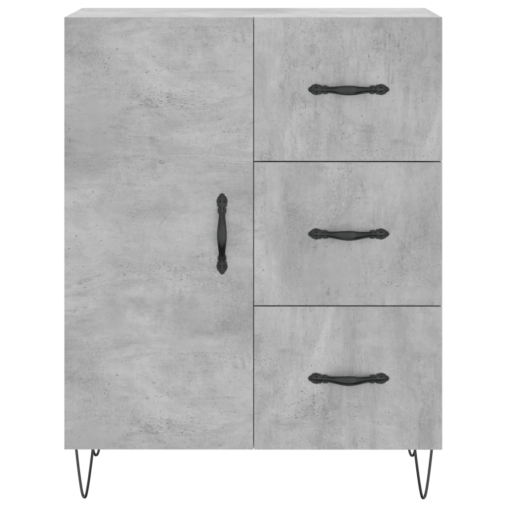 Highboard betonggrå 69,5x34x180 cm konstruert tre