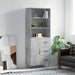 Highboard betonggrå 69,5x34x180 cm konstruert tre