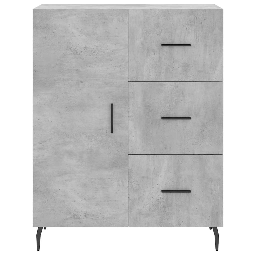 Highboard betonggrå 69,5x34x180 cm konstruert tre