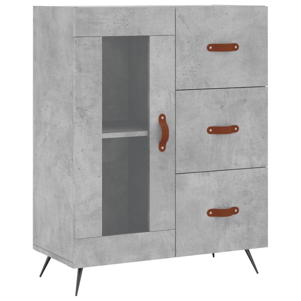 Highboard betonggrå 69,5x34x180 cm konstruert tre
