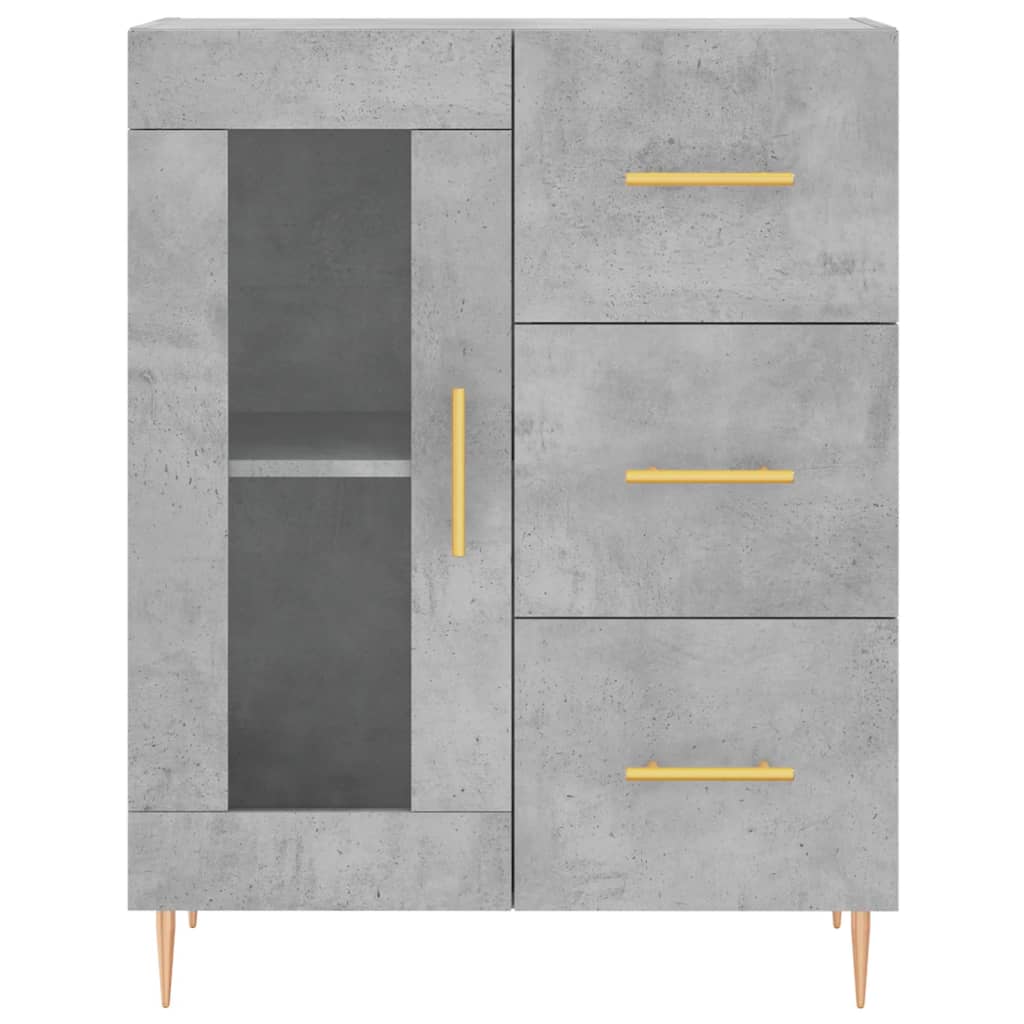 Highboard betonggrå 69,5x34x180 cm konstruert tre