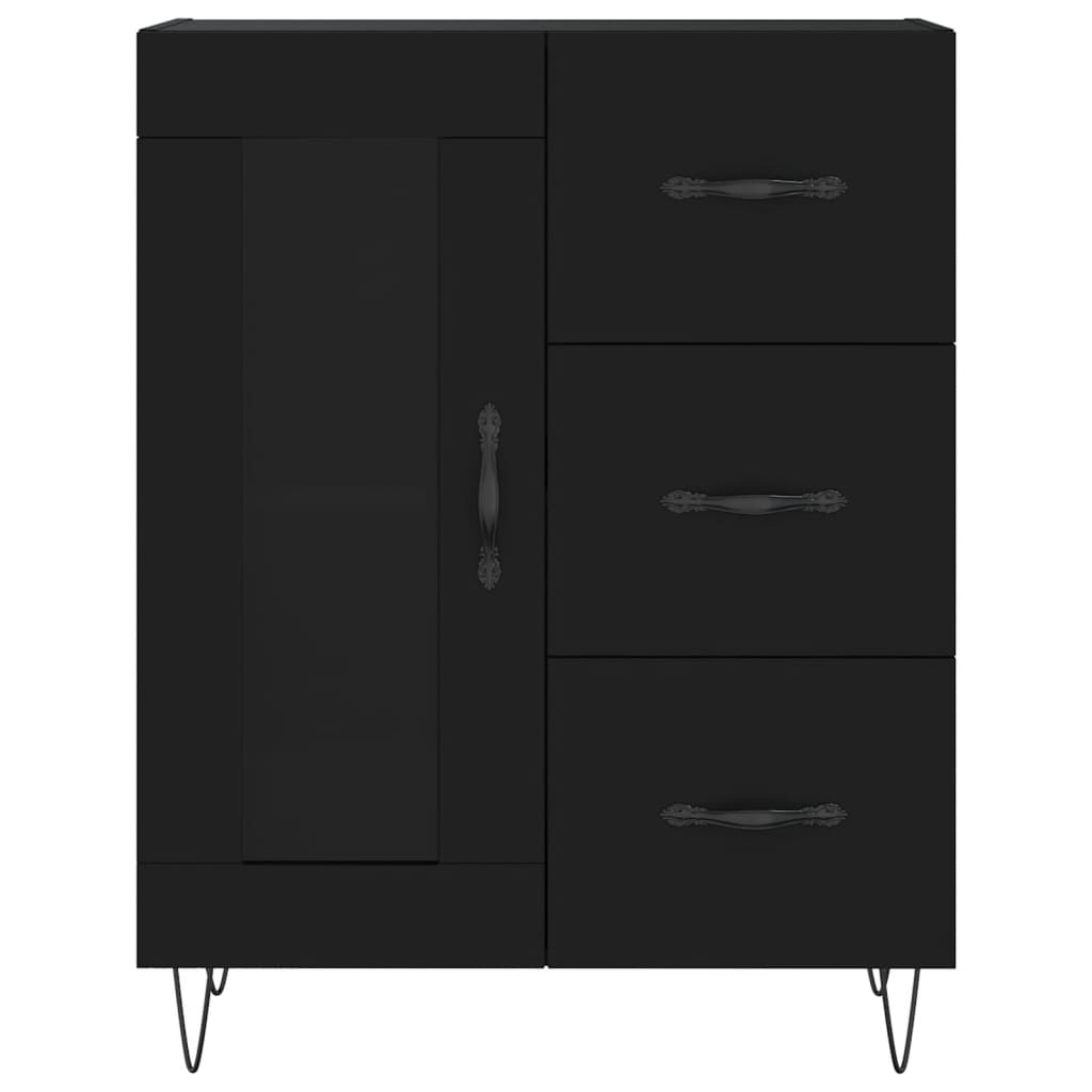 Highboard svart 69,5x34x180 cm konstruert tre
