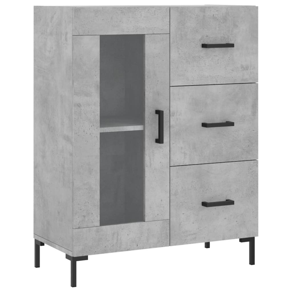 Highboard betonggrå 69,5x34x180 cm konstruert tre
