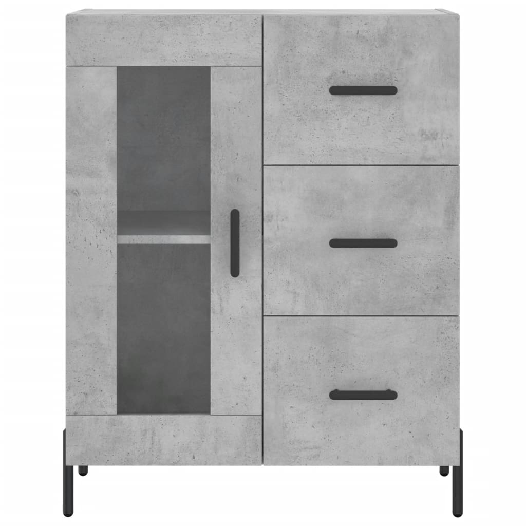 Highboard betonggrå 69,5x34x180 cm konstruert tre