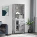 Highboard betonggrå 69,5x34x180 cm konstruert tre