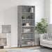 Highboard betonggrå 69,5x32,5x180 cm konstruert tre