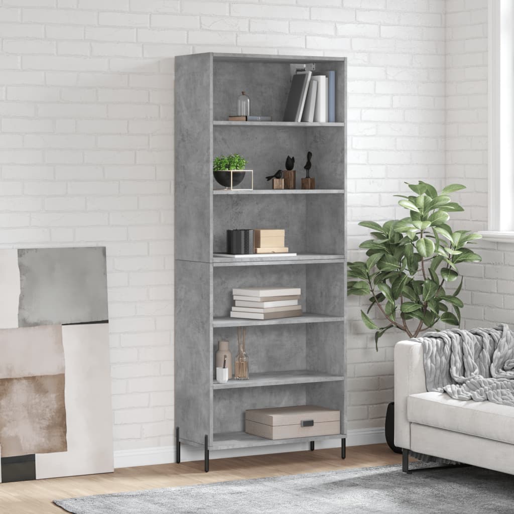Highboard betonggrå 69,5x32,5x180 cm konstruert tre