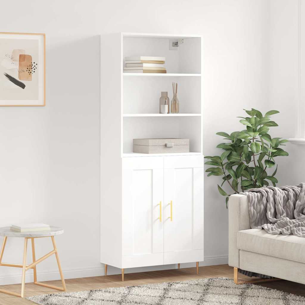 Highboard hvit 69,5x34x180 cm konstruert tre vidaXL