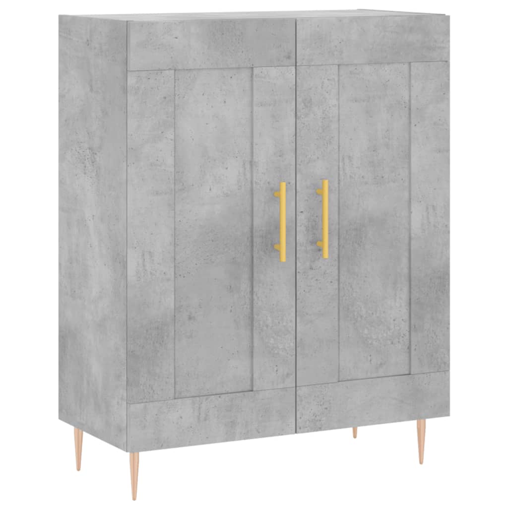 Highboard betonggrå 69,5x34x180 cm konstruert tre