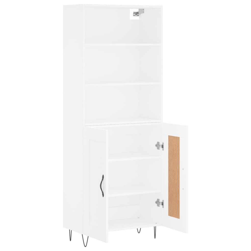 Highboard hvit 69,5x34x180 cm konstruert tre
