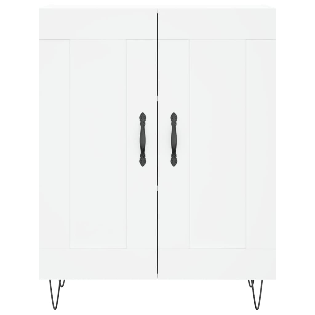 Highboard hvit 69,5x34x180 cm konstruert tre