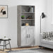 Highboard betonggrå 69,5x34x180 cm konstruert tre