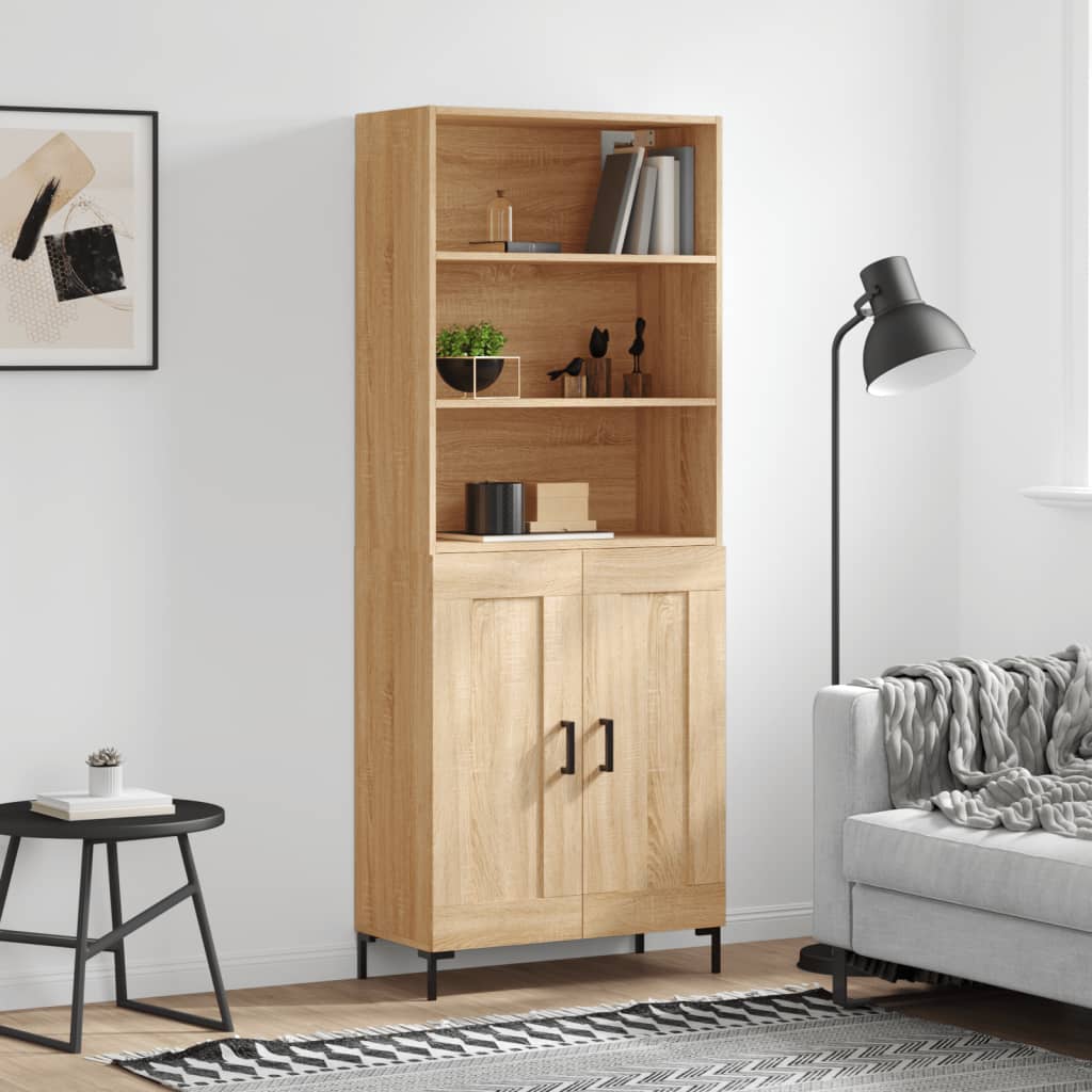 Highboard sonoma eik 69,5x34x180 cm konstruert tre