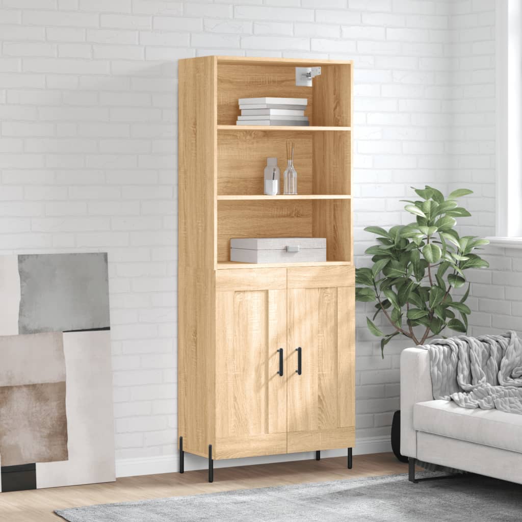 Highboard sonoma eik 69,5x34x180 cm konstruert tre vidaXL